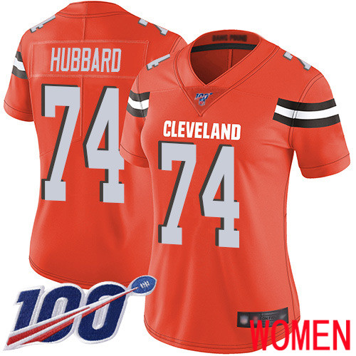 Cleveland Browns Chris Hubbard Women Orange Limited Jersey 74 NFL Football Alternate 100th Season Vapor Untouchable